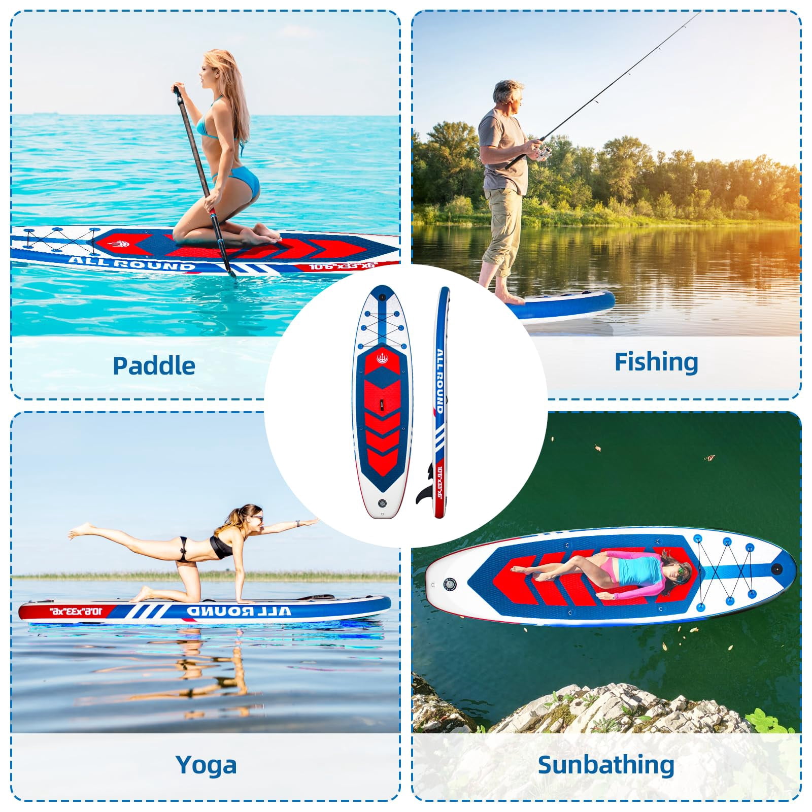 Inflatable Stand Up Paddle Boards, with SUP Paddle Board Accessories, Wide Stable Design, Non-Slip Comfort Deck for Youth & Adults