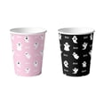 thumbnail image 2 of 10 Pcs Halloween Ghost Paper Cups, Cute Pink Black Disposable Drinkware for 10 Guests, Boo Spooky Holiday Party Supplies, 2 of 6