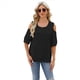thumbnail image 1 of Blusa de Verano de Corta con Hombros Descubiertos y Encaje Acampanado para Mujer Negro XL, 1 of 10