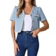 thumbnail image 1 of CHAQUETA DE TRABAJO CON DETALLES EN CONTRASTE PARA MUJERES, V DE CUELLO, MANGA CORTA, DE UN SOLO BOTÓN, TALLA XS, AZUL CLARO, 1 of 6