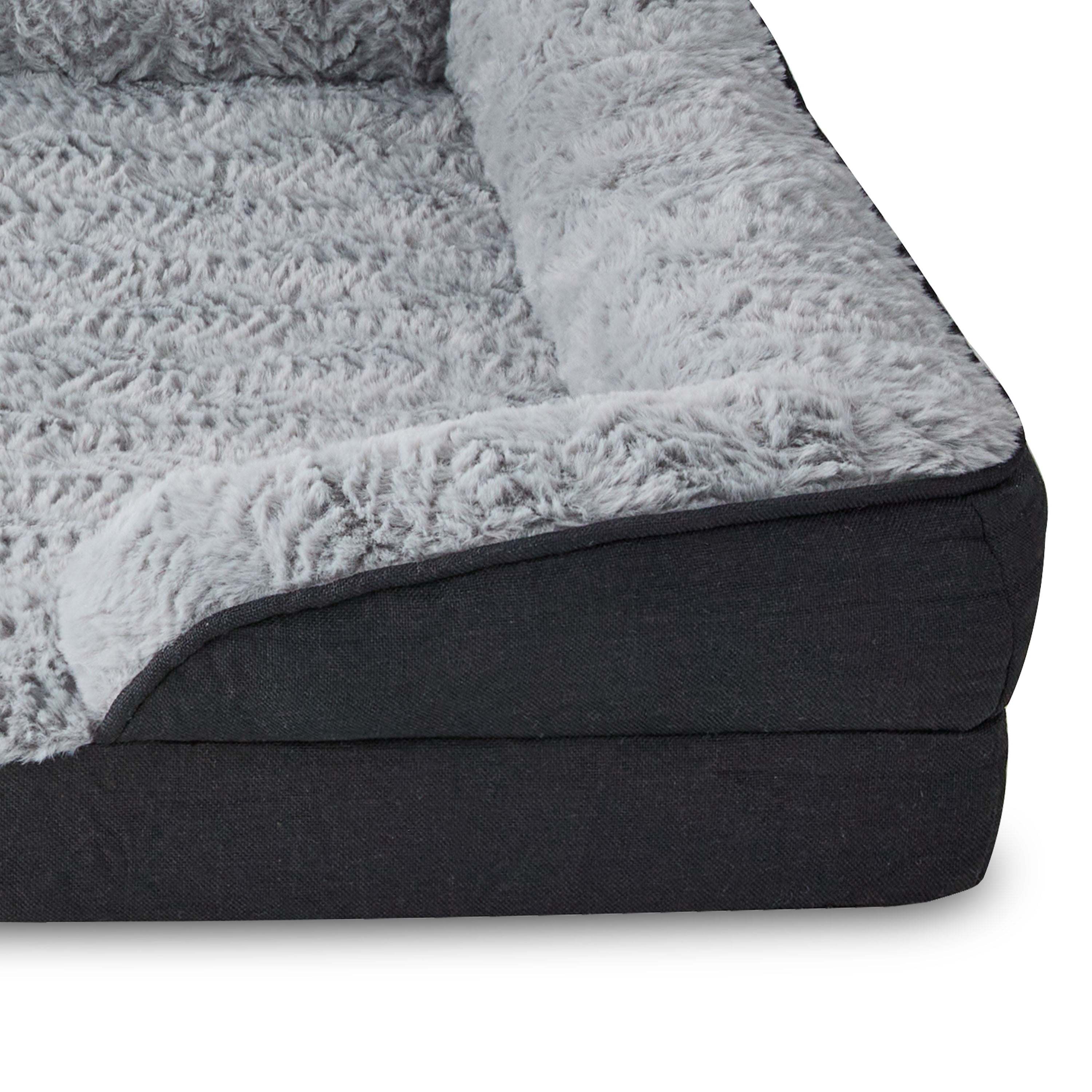 Vibrant Life Medium Orthopedic Bolster Dog Bed, Black, 25" x 35"