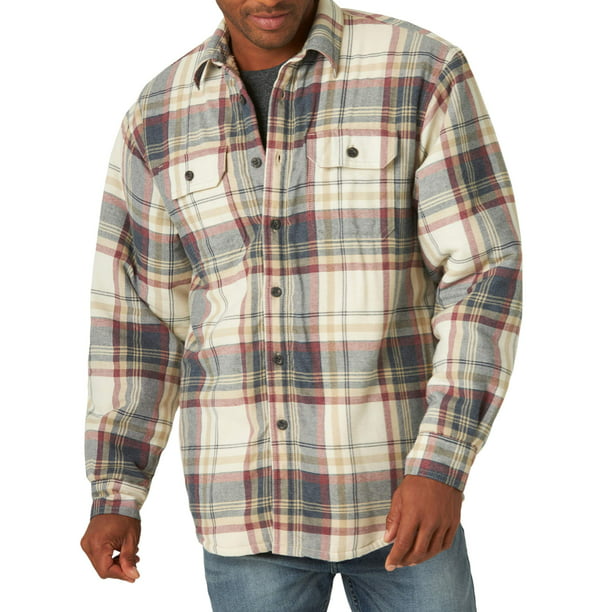 Wrangler Men's Sherpa Lined Flannel Heavyweight Shirt Jacket 