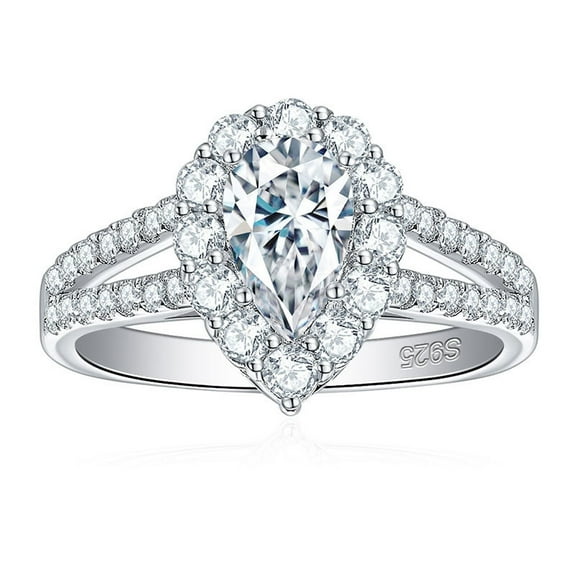 1.74 Carat Moissanite Wedding Ring for Women Engagement Rings for Women Diamond 18K White Gold Plated 925 Sterling Silver Moissanite Diamond Promise Ring Womens Diamond Rings