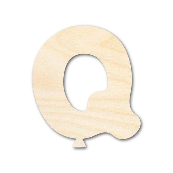 Unfinished Wood Balloon Letter Q Shape 4" / 1/2"