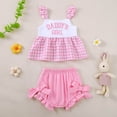 thumbnail image 2 of Zanarzt Baby Girl Clothes Newborn Spring Toddler Baby Girl Summer Clothes Daddys Girl Plaid T Shirt Top Shorts Set Outfit Pink,12-18 Months, 2 of 8