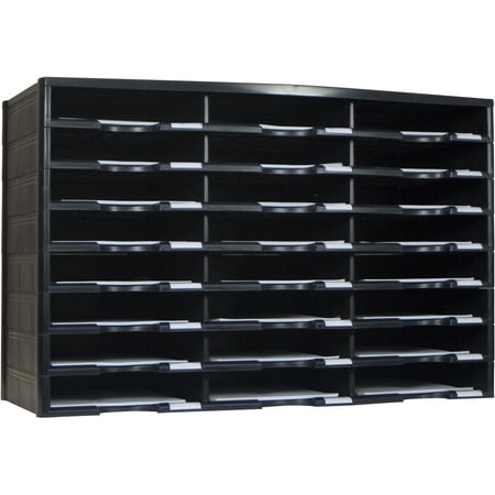 Storex Modular 24-Compartment Literature Organizer, Black, (61435U01C), Plastic Desktop