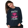 thumbnail image 5 of Faith Over Fear Breast Cancer Ribbon Women Crewneck Sweatshirt Brisco Brands S, 5 of 6