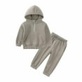 thumbnail image 5 of FAIWAD Boys Girls 2 Piece Pullover Sweatshirt Set Warm Fleece Lining Zip Hooded Top and Elastic Waist Baggy Pants, 5 of 7