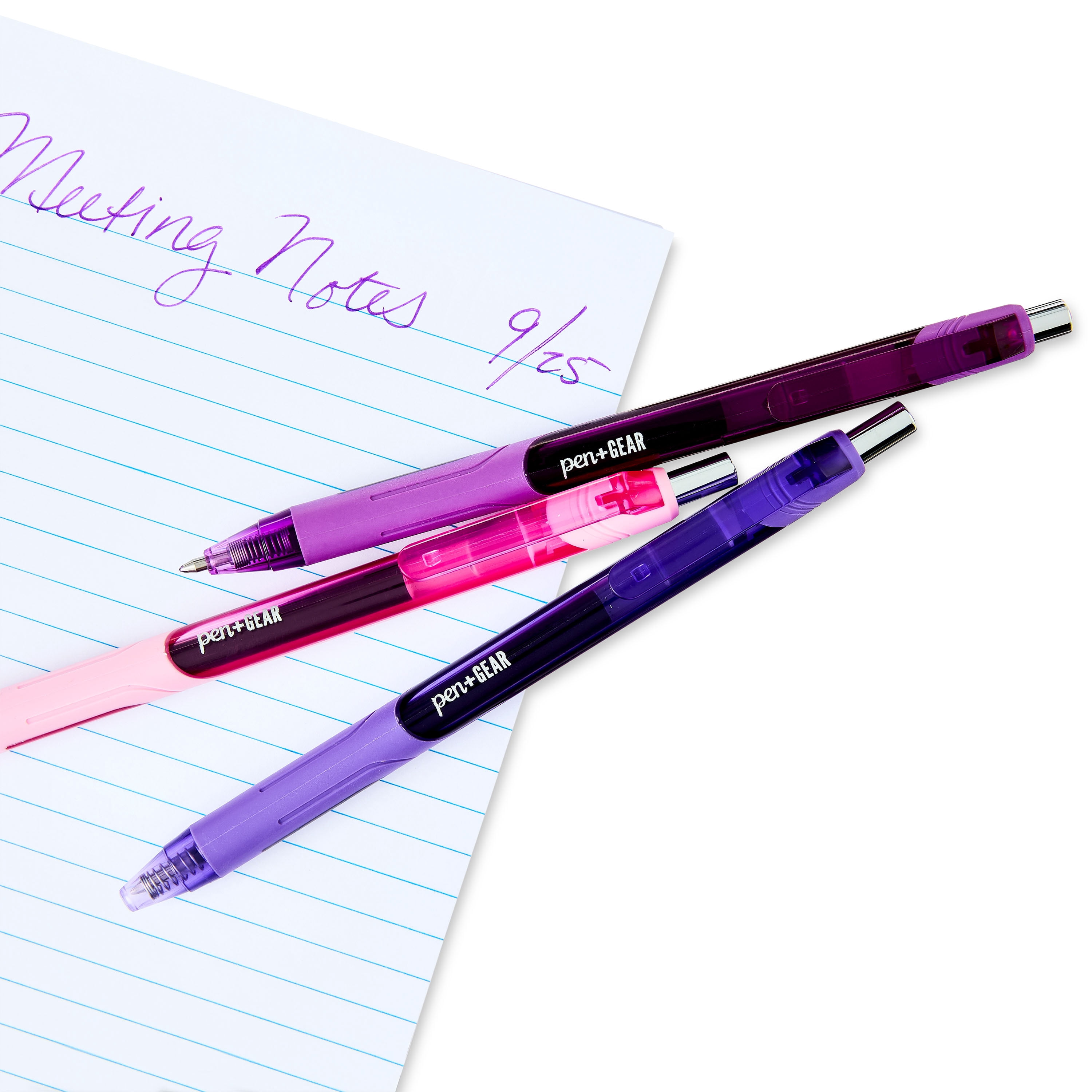 Pen+Gear Retractable Gel Ink Pens, Medium Point, 0.7mm, Assorted Ink, 24Count