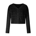 thumbnail image 5 of Brglopf Women's Crochet Cropped Cardigan Lightweight Open Front V Neck Knit Cardigans Long Sleeve Button Up Bolero Shrug Sweater(Black,M), 5 of 7