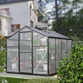 thumbnail image 5 of 6' x 8' Walk-in Polycarbonate Greenhouse – Outdoor Garden Greenhouse Kit with Aluminum Frame, Lockable Door & Adjustable Roof Vents for Backyard, Patio, or Garden, 5 of 8