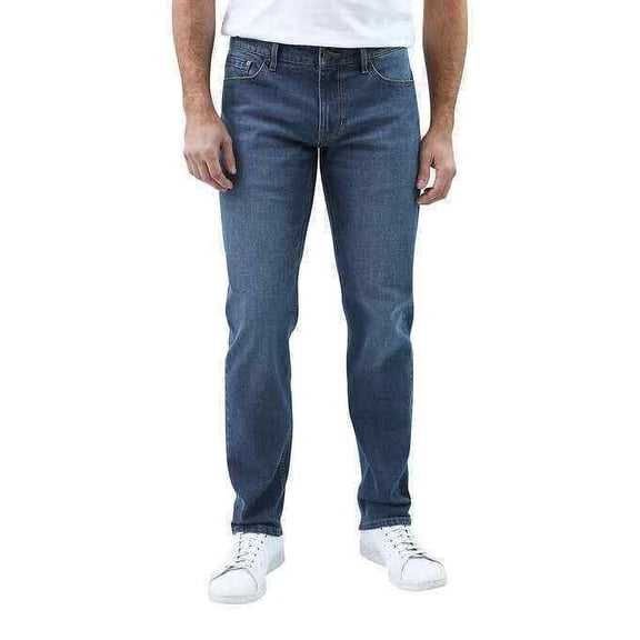 Izod Men's Comfort Stretch 5-Pocket Style Straight Fit Jeans B4HP (Blue,32 x 30)