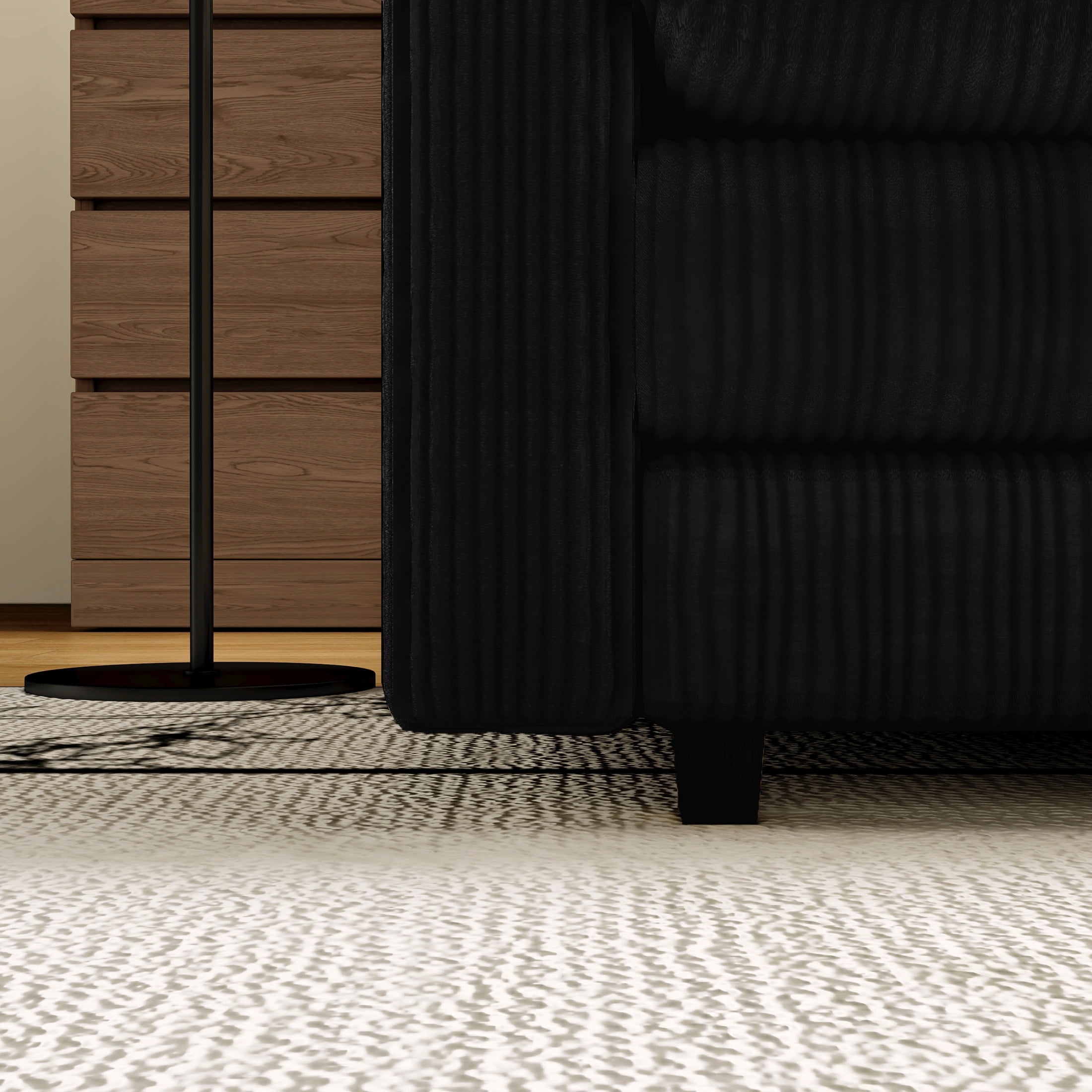 EPOWP Corduroy Single Sofa Chair for Modular Sectional Sofa, Black, 2 PCS