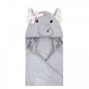 Hudson Baby Infant Girl Rayon from Bamboo Animal Hooded Towel, Floral Elephant, One Size