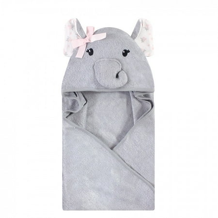 Hudson Baby Infant Girl Rayon from Bamboo Animal Hooded Towel, Floral Elephant, One Size
