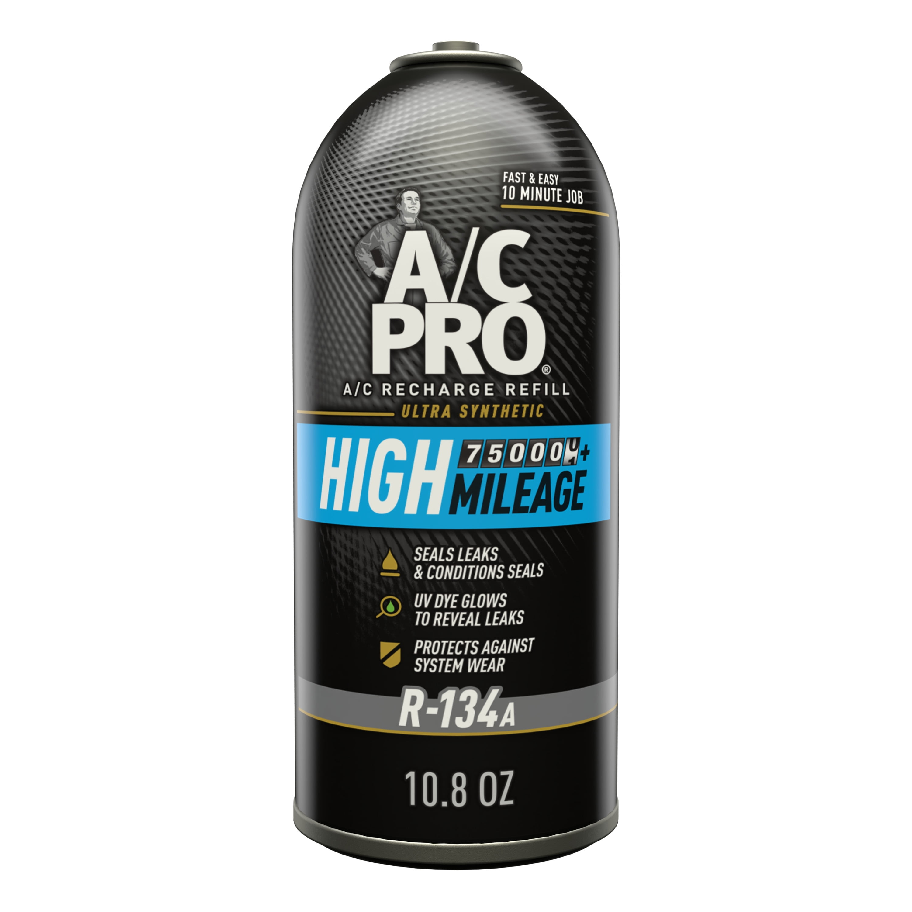 A/C Pro High Mileage R-134a A/C Recharge Auto Air Conditioner Refrigerant Refill - 10.8oz