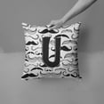 thumbnail image 2 of Carolines Treasures CJ2009-UPW1414 Letter U Moustache Initial Canvas Fabric Decorative Pillow  14Hx14W multicolor, 2 of 4