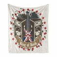 thumbnail image 1 of Popstar Party Soft Flannel Fleece Throw Blanket, King Rock Emblem with Speakers Stars and Electric Guitar with British Flag, Cozy Plush for Indoor and Outdoor Use, 60" x 80", Multicolor, by Ambesonne, 1 of 6