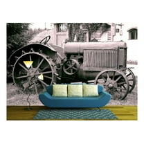wall26 - Old Tractor with Iron Wheels is Thrown on a Roadside - Removable Wall Mural | Self-Adhesive Large Wallpaper - 66x96 inches