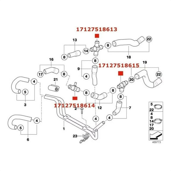 1 Set Cooling Heater Hose Connector Set For MINI Cooper S R52 R53 2002-2006