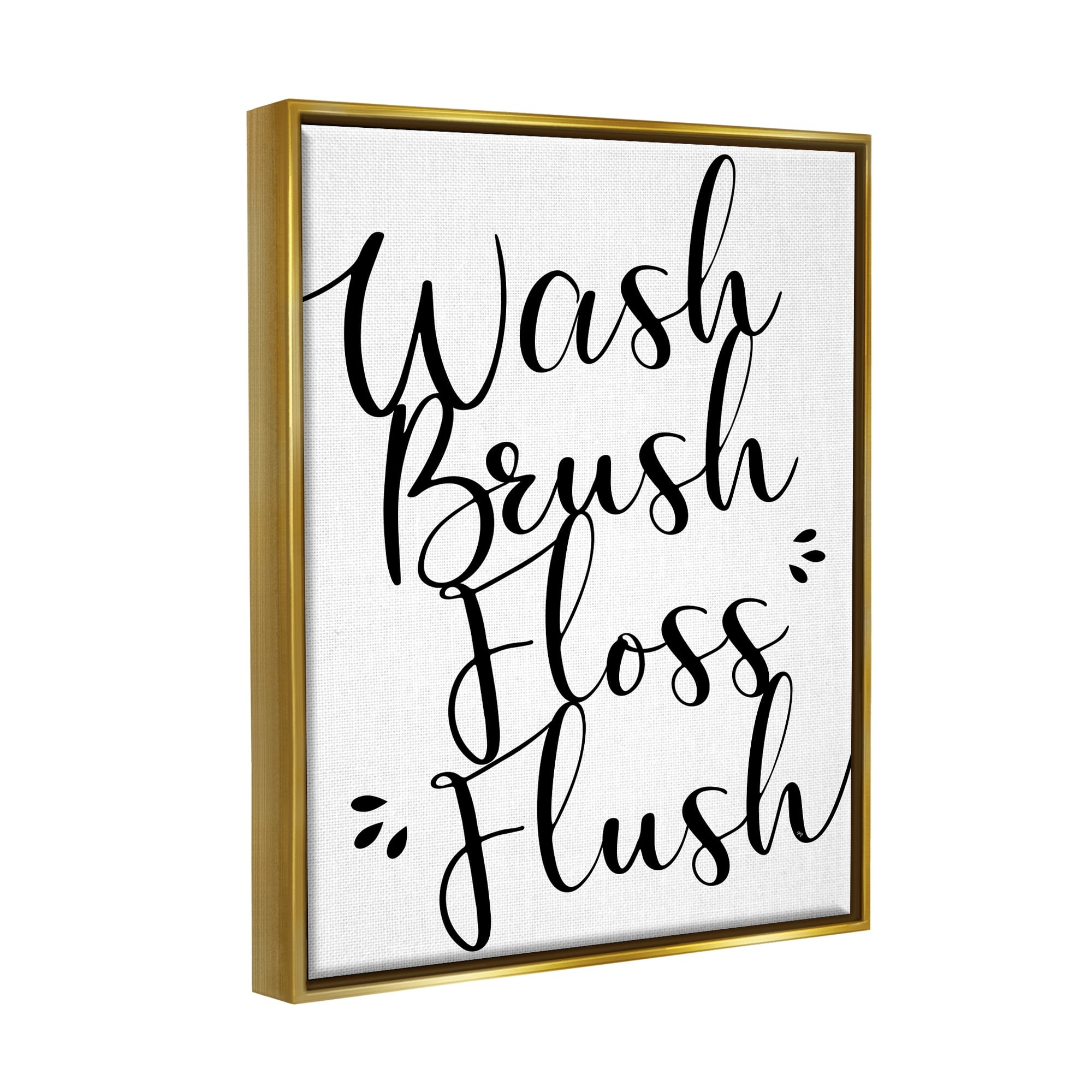 Stupell Industries Bathroom Rules Phrase Typography Painting Gold Floater Framed Art Print Wall Art, 17 x 21