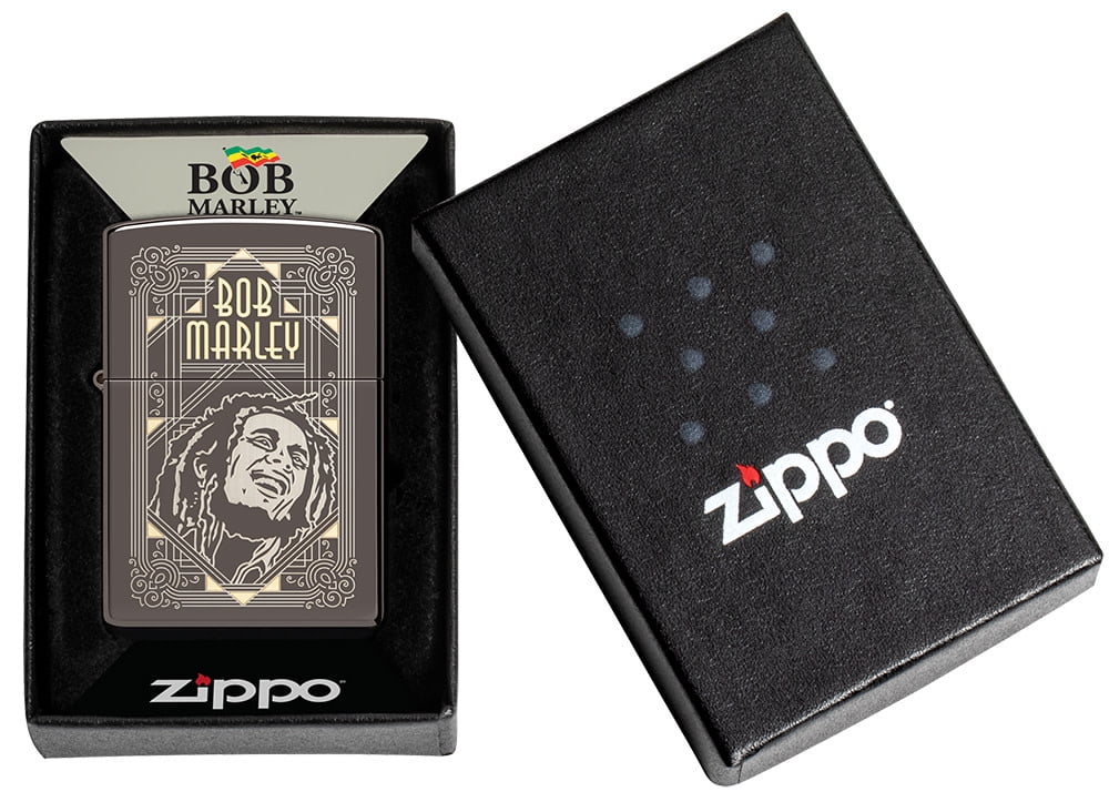 Zippo Bob Marley Laser Two Tone Black Ice Pocket Lighter