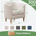 thumbnail image 3 of Mid Century Modern Barrel Accent Chair, Upholstered Club Chair with Comfy Armrest and Stable Wood Legs for Bedroom, Living Room, or Reading Corner (Off-white), 3 of 11