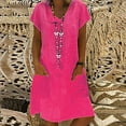 thumbnail image 2 of asdoklhq Summer Dresses for Women Plus Size Cotton and Linen Short Sleeve V Neck Party Dress, 2 of 4