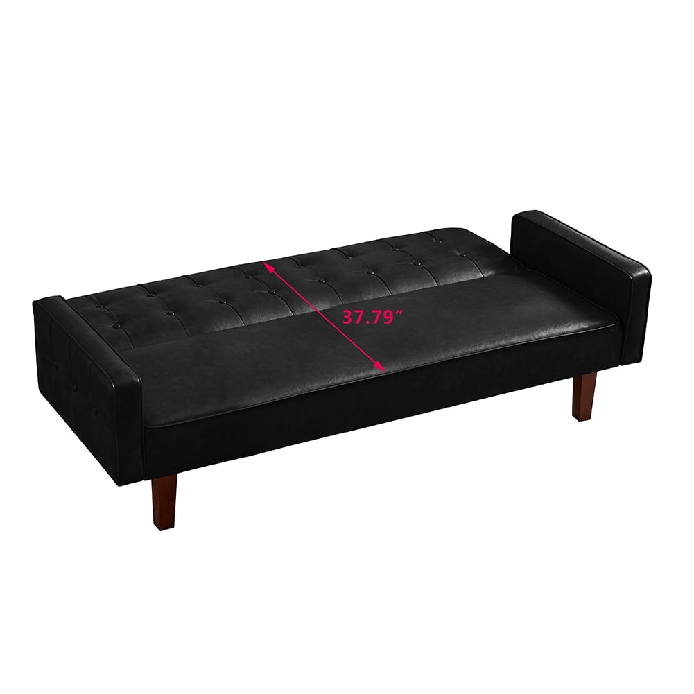 Resenkos 75" PU Leather Sleeper Sofa Bed Convertible Loveseat Futon Folding Sleeper Sofa Bed Black