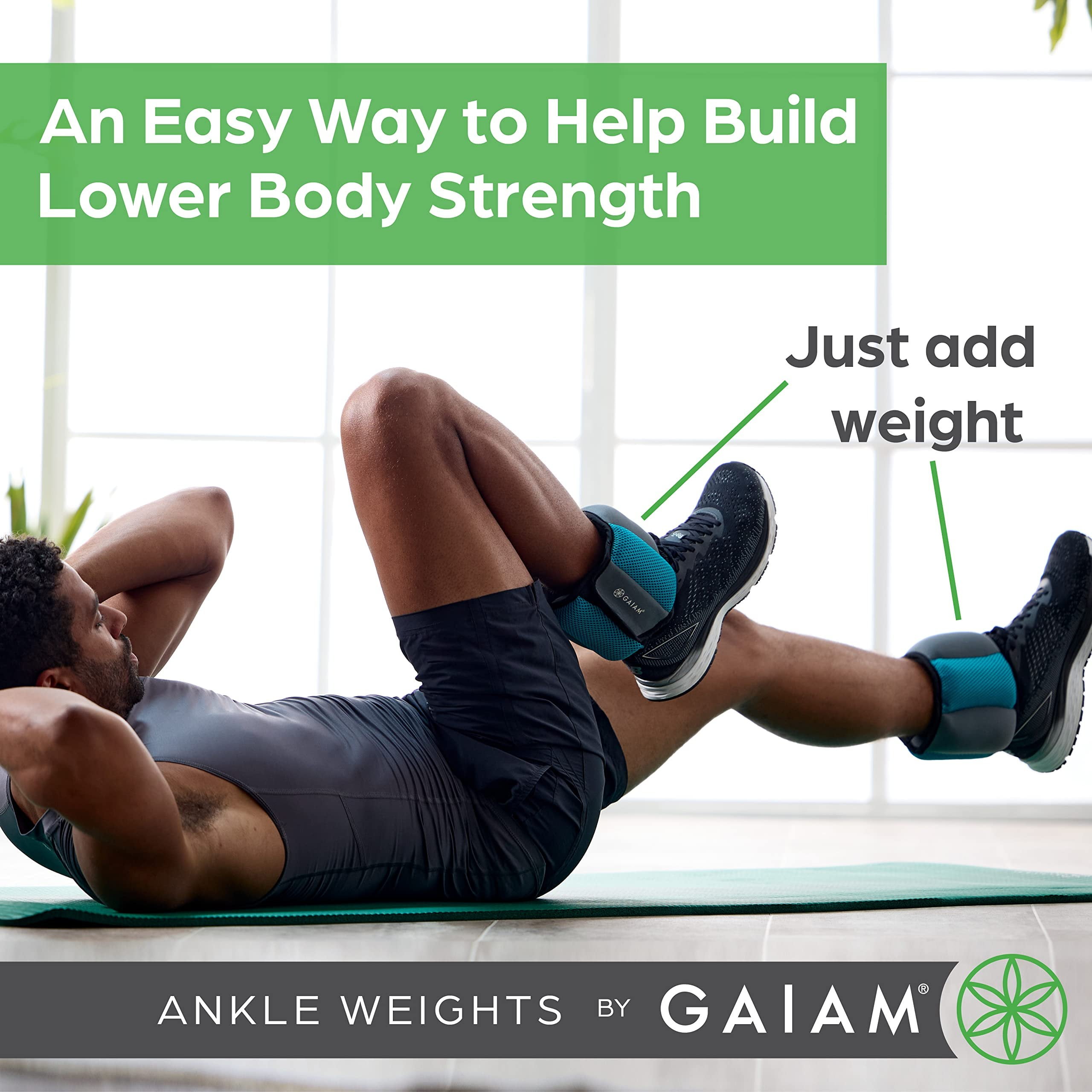 Gaiam 5lb Adjustable Straps Blue Ankle Weight (Pack 2)