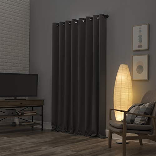 Sun Zero Lichtenberg Blackout Thermal Grommet Curtain 2 Panel (Grey 104 in X 96 in)
