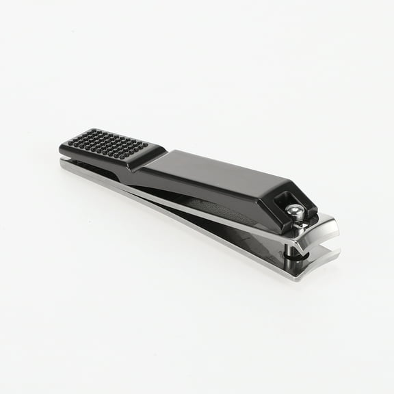 Unique Bargains 1 Pc Foldable Portable Large Curved Mouth Nail Clippers for Women Men Bright Black Silver Tone