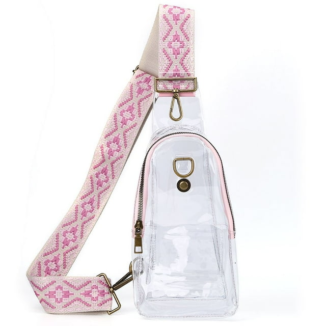 Sac Banane Transparent en PVC Sac Banane de Hanche Clair Sac à Main pour Dames Sac à Main (Rose)