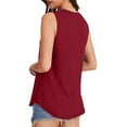 thumbnail image 3 of MIUOWANP Women's Solid Color Sleeveless Top Round Neck Casual Pullover Tank Fashionable & Comfortable Wine S, 3 of 4