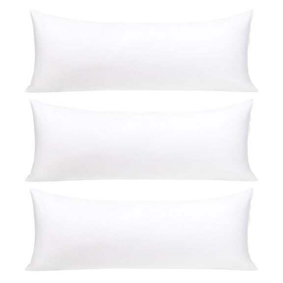 Unique Bargains 3 Pack 100% Cotton Body Pillow Cases Covers with Zipper White 20" x 48"