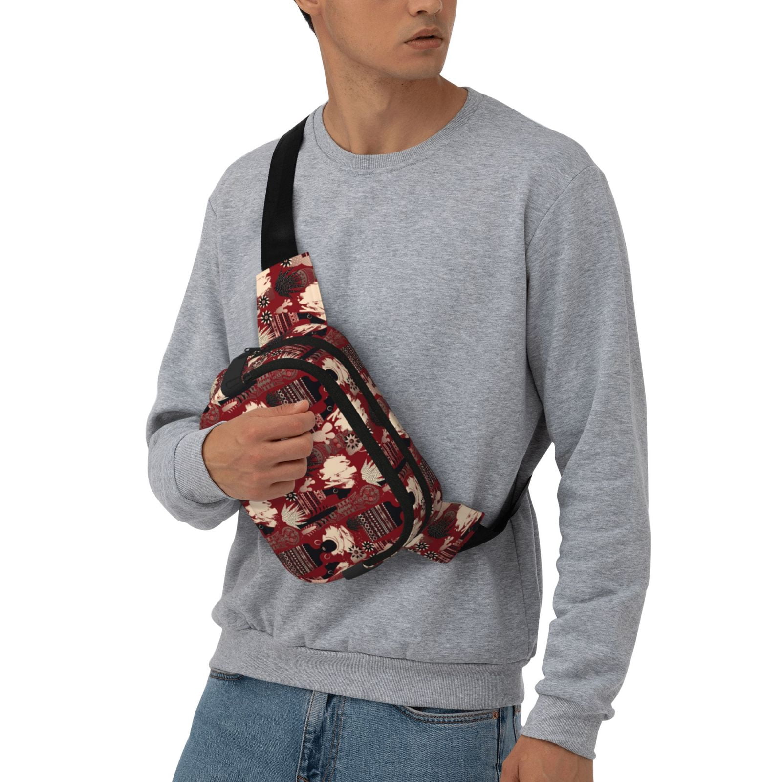 Picia African Women A Print Square Double-Layer Waist Bag Mini Adjustable Waist Belt Bag Exercise Running Travel Hiking