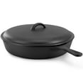 thumbnail image 2 of MegaChef 12-Inch Round Pre-Seasoned, Oven Safe Cast Iron Skillet Skillet with Cast Iron Lid, 2 of 8