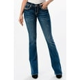 thumbnail image 2 of Grace in LA Women's Aztec Western Embroidered Distressed Bootcut Stretch Jeans (28, Blue), 2 of 3