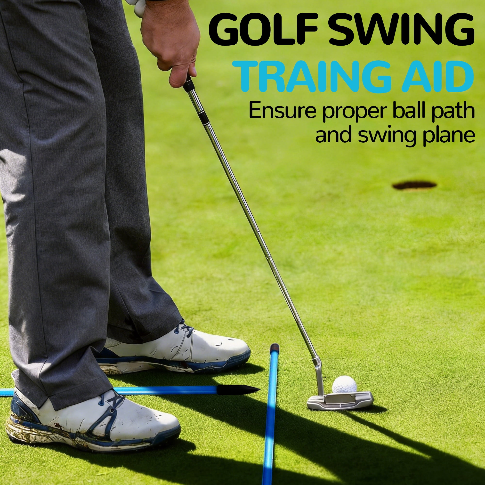 Signature Fitness 48" Collapsible Golf Alignment Sticks, 2-Pack Golf Swing Trainer & Practice Rods,Blue
