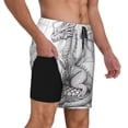thumbnail image 2 of Rateoe Dragon Nest Sketch Pattern Men’s Swim Shorts with Compression Liner – Double-Layered Quick-Dry Swimwear, Comfortable & Stretchy Beach Shorts-Large, 2 of 6