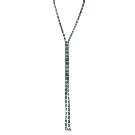 Sapphire Marquise Single X & O Black Rhodium Plated single row X-shape necklace in Sapphire and White Crystal Combination *** ()