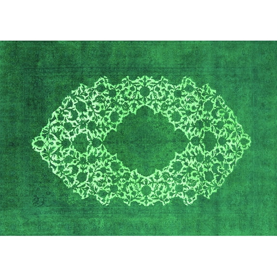 Ahgly Company Indoor Rectangle Oriental Green Industrial Area Rugs, 3' x 5'