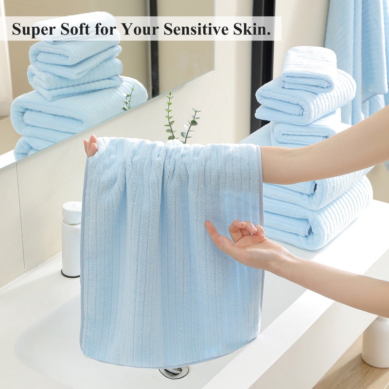 Jessy Home 12 Piece Blue Bath Towel Set for Bathroom-4 Bath Towels,4 Hand Towels,4 Washcloths Soft and Plush Highly Absorbent Towel for Hotel & Spa