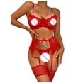thumbnail image 2 of Sexy mujer Babydoll ropa interior encaje Bowknot perspectiva ropa de dormir íntima Tanga con liga conjunto de lencería Fridja nalpqowj42029, 2 of 9