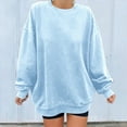 thumbnail image 2 of WCMZJ Oversized Long Sleeve Crewneck Sweatshirts for Teen Girls Fall Fashion Womens Pullover Tops Casual Loose y2k Clothes Light Blue M, 2 of 5