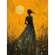 thumbnail image 1 of Qisvanset 12x16 Inch Moon Meadow Lady Canvas Wall Art, Romantic Floral Nature Serene Whimsical Home Decor, 1 of 8