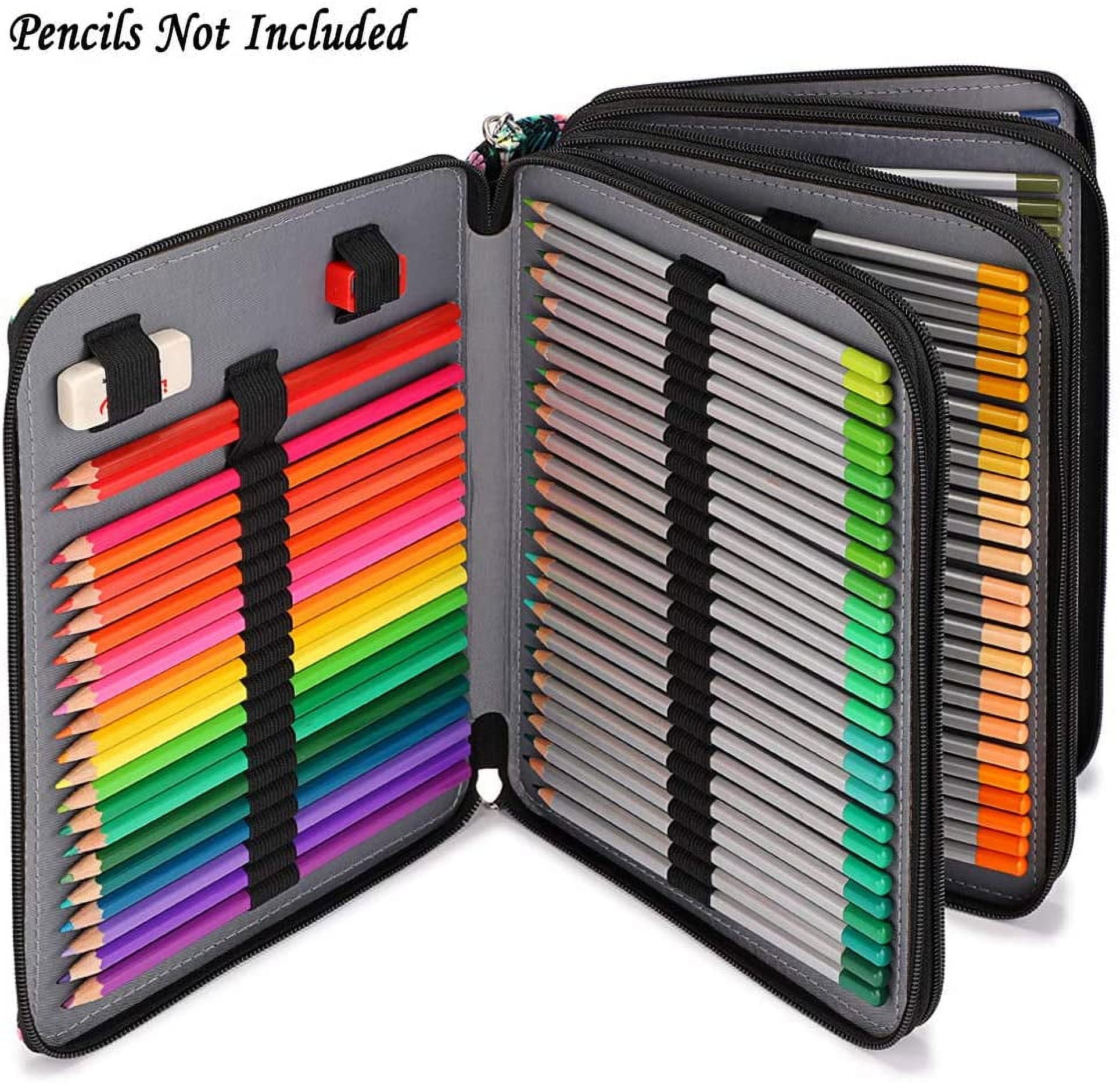 200 Slots Colored Pencil Case Organizer with Zipper PU Leather Large  Capacity Pe