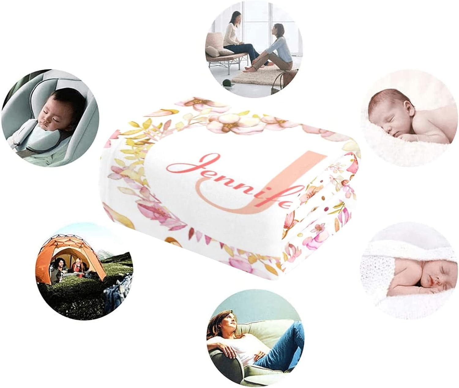 Custom Blankets with Name for Girls Personalized Baby Name Blankets Customized Swaddle Bed Blankets with Baby Name Flower Personalized Flower Blankets for Toddler Soft and Warm 30x40inch