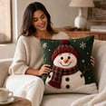 thumbnail image 5 of Christmas Snowman 3D Throw Pillow Cover, 17.72 Inch Linen Cushion Case with Cartoon Design, Winter Holiday Decor for Sofa Bed, 5 of 6