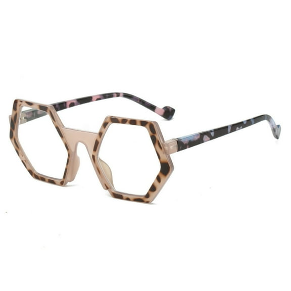 Polygon Blue Light Blocking Reading Glasses Oversized Pink Tortoiseshell Presbyopic Glasses Stylish Candy Color Spring Hinge Readers